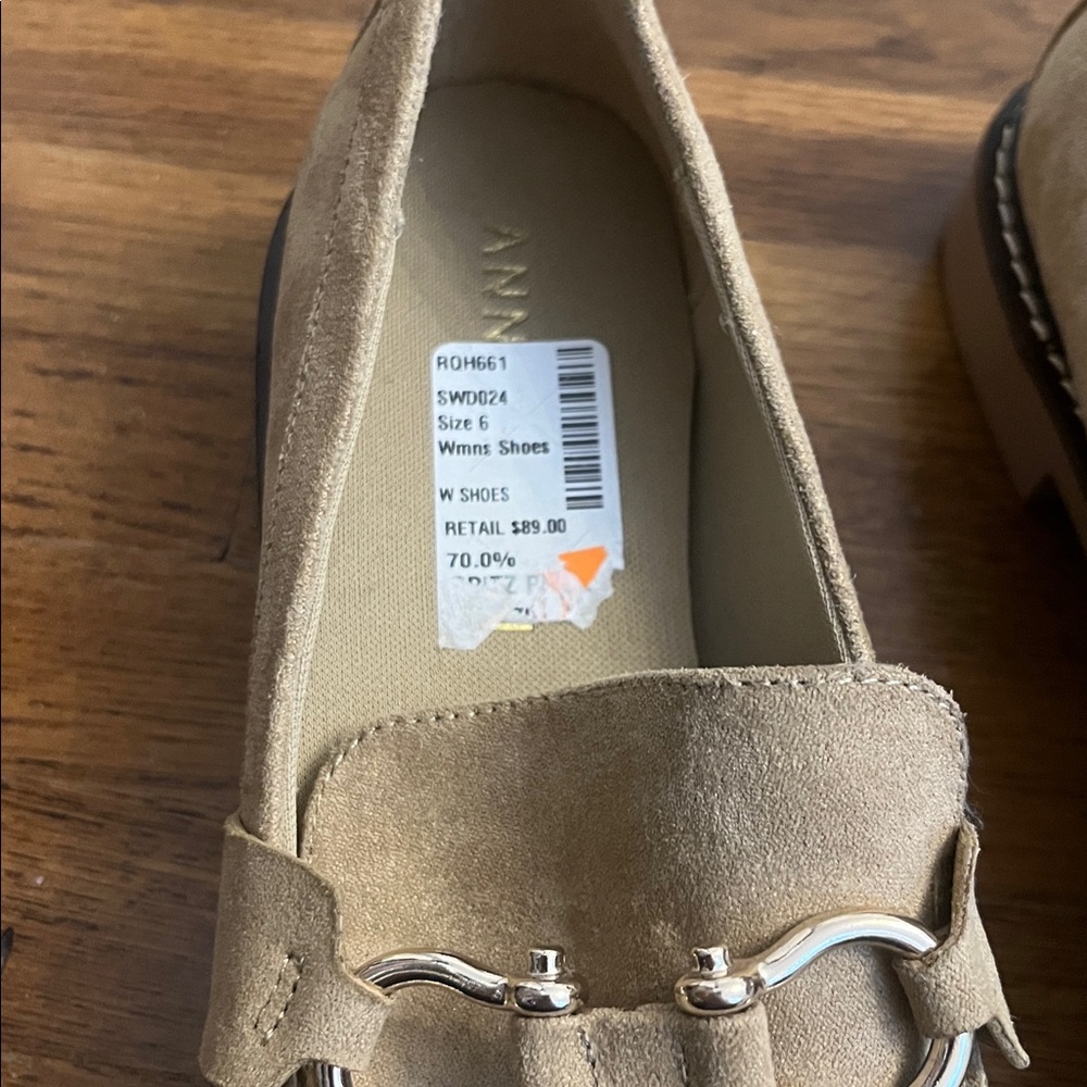 Anne Klein Beige Suede Loafers - Picture 2 of 4